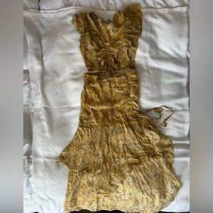 Mustard Yellow Floral Ruffled Romper